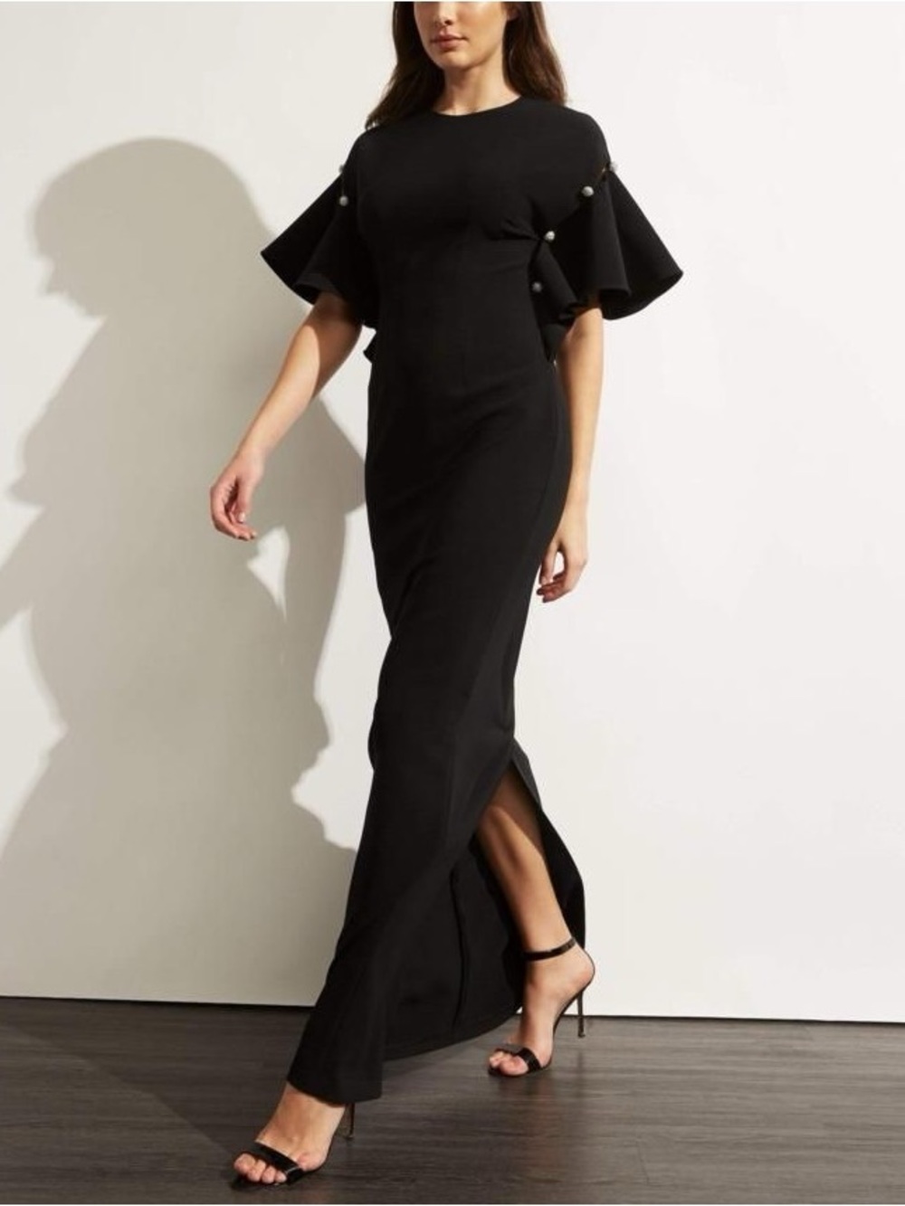 BHLDN Sachin + Babi Agatha Ruffle Sleeve Gown with Crystal Beading Size 2